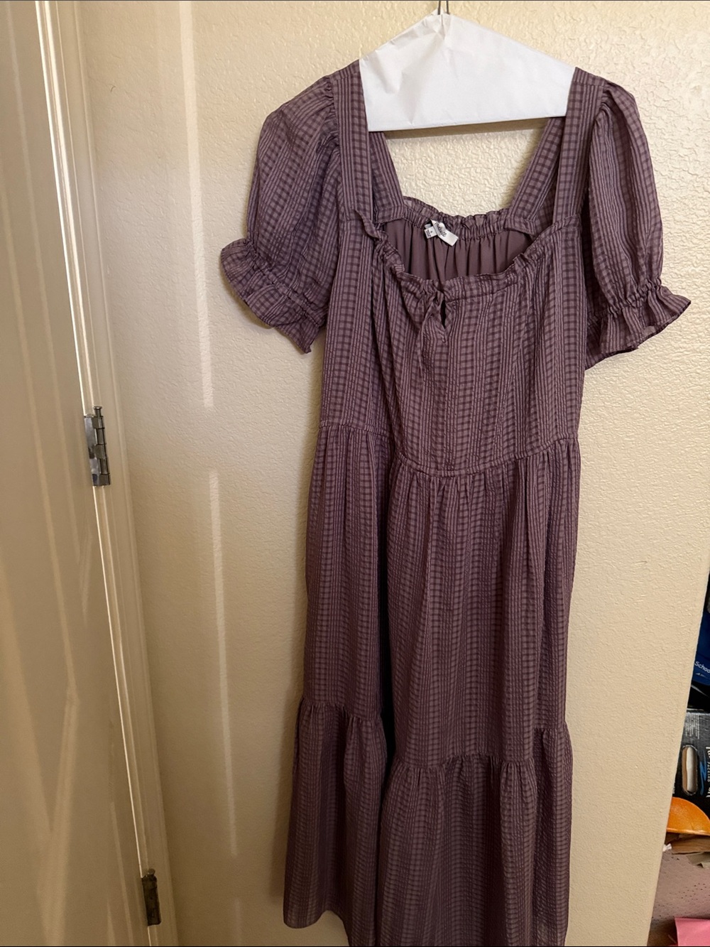 Madewell Mauve Plaid Maxi Dress